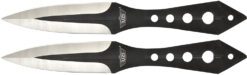 Uzi Accessories UZKTRWTZP Throwing Knives  Two Fixed Plain Black/Silver Stainless Steel Blade, Black Stainless Steel Handle, Includes Nylon Holster