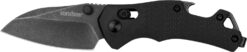 Kershaw 8337 Craze  EDC 2.35" Folding Reverse Tanto Plain Blackwash 8Cr13MoV SS Blade, Black Textured GFN Handle
