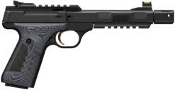 Browning 051598490 Buck Mark Contour Pro 22 LR 10+1 4.40" Black Threaded w/Compensator Barrel, Matte Black Picatinny Rail Receiver, Matte Black Aluminum Frame w/Picatinny Rail, Black/Gray G10 Grip