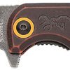 Browning 003220581 Buckmark  EDC Slim 3.13" Folding Drop Point Plain Black Stonewashed D2 Steel Blade, Bronze Stonewashed Polymer Handle