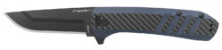 Outdoor Edge VX430CC Razor VX4  3" Folding Plain Carbon Fiber/Blue