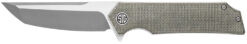 Sig Sauer Knives TS8SG Tsuru  3.30" Folding Tanto Plain Satin 154CM SS Blade, 4.20" Green Canvas Micarta Handle