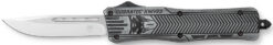 CobraTec Knives MSWCTK1MDNS CTK-1 American Flag Medium 3" OTF Drop Point Plain Stonewashed D2 Steel Blade, 5" Black Aluminum Alloy Handle