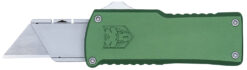 CobraTec Knives CTOTFUTODG Utility  OTF Plain Aluminum Blade, 3.38" OD Green Aluminum Handle