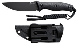 Civivi Knives C23041-1 Stormridge  3.92" Fixed Straight Back Plain Black Stonewashed Nitro-V Steel Blade, Black Textured G10 Handle