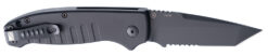 Hogue 64120 Ballista  3.50" Folding Tanto Part Serrated Black Cerakote 154CM SS Blade, Matte Black w/Fluted Texture Aluminum Handle