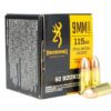 Browning Ammo B1918000939mm Luger 115gr Full Metal Jacket 50 Per Box/20 Case