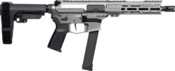 CMMG 99A520FTNG Banshee FE MkGs 9mm Luger 33+1 8" Black Nitride Threaded Barrel, M-LOK Handguard, Tungsten Cerakote Aluminum Receiver w/Picatinny Rail, Black Polymer CMMG RipBrace, CMMG Zeroed Grip