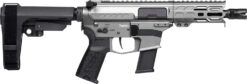 CMMG 45A150FTNG Banshee FE MkG 45 ACP 13+1 5" Black Nitride Threaded Barrel, M-LOK Handguard, Titanium Cerakote Aluminum Receiver w/Picatinny Rail, Black Polymer CMMG RipBrace, CMMG Zeroed Grip