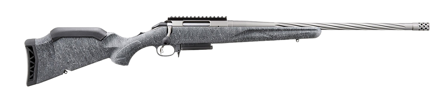 Ruger 56907 American II Sports South Exclusive 22 Creedmoor 3+1 20" Gun Metal Gray Cerakote Spiral Threaded Barrel & Stainless Steel Receiver w/Picatinny Rail, Gray Splatter Adj LOP Synthetic Stock