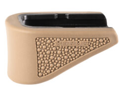 Hogue 18223  Extension Base Pad Fits Glock 42 Compatible w/ 6rd Magazine FDE Overmolded Rubber
