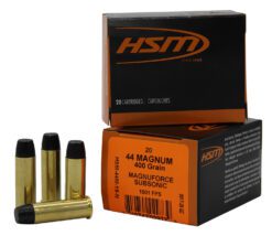HSM 44M19N   44RemMag Subsonic 400gr Hard Cast Long Flat Nose 20 Per Box/20 Case