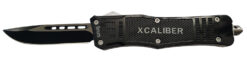 Xcaliber Knife Company  9mm  Large 3.80" OTF Drop Point Black 440C SS Blade, 5.30" Steel Handle