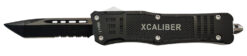 Xcaliber Knife Company  40 Cal  Large 3.80" OTF Tanto Part Serrated Black 440C SS Blade, 5.30" Steel Handle