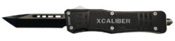 Xcaliber Knife Company  45 ACP  Large 3.80" OTF Tanto Plain Black 440C SS Blade, 5.30" Steel Handle