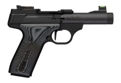 Browning 051611490 Buck Mark Black Label 250 SR 22 LR 10+1 4" Matte Black Bull Threaded Barrel, Optics Cut Receiver, Matte Black Aluminum Frame,  Black G10 Grip w/ Inscribed Waving Flag, RMSc Footprin