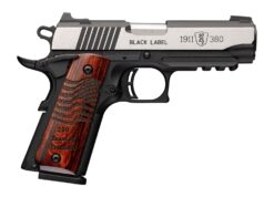 Browning 051125492 1911 Black Label Medallion 250 Compact 380 ACP 8+1 3.63" Matte Stainless Barrel &  Blackened w/Silver Polished Flats Serrated Slide, Matte Black Polymer Frame w/Beavertail & Picatin