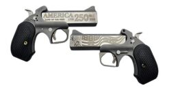 Bond Arms BA250TH-45/410 America 250th Anniversary 45 Colt/410 Gauge 2 Shot 4.25" Rough Matte Engraved Barrel Rough Matte Stainless Steel Frame Black Extended B6 Resin Grips Right Hand