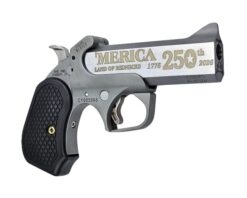 Bond Arms BACY-250TH-45-70 America 250th Anniversary 45-70 Gov 1 Shot 4.25" Rough Matte Engraved Rough Stainless Steel Frame Black B6 Resin Grips Right Hand