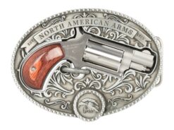 North American Arms 22MSBBO Chuckwagon w/Belt Buckle 22 Mag 5rd Shot 1.13" Matte Stainless Steel Barrel, Stainless Cylinder & Frame, Rosewood Grip