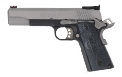 Colt Mfg O5973GCL-TT Gold Cup 38 Super 9+1 5" Stainless National Match Barrel, Brushed Stainless Steel Serrated Slide, Black/Stainless Steel Frame w/Beavertail, Blue Scalloped G10 Grip, Ambidextrous
