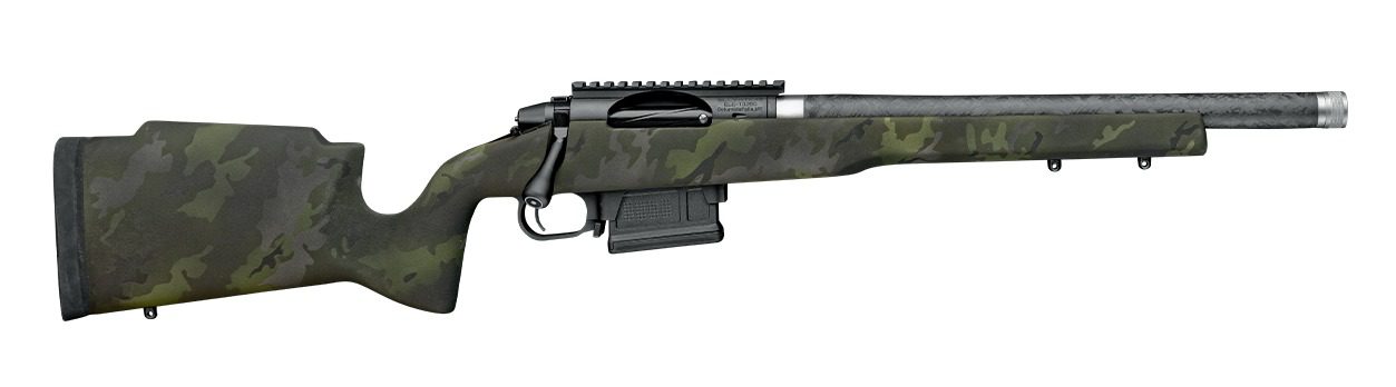 Proof Research 150887 Elevation 2.0 7mm PRC 3+1 20" Carbon Fiber Match Grade Threaded Barrel, Black Receiver w/Picatinny Rail, Midnight Camo Fixed Carbon Fiber Stock, Right Hand