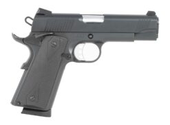 Tisas Arms 10100119 1911  Carry 45 ACP 8+1 4.25" Black Cerakote Carbon Steel Serrated Slide & Frame w/Beavertail, Black Rubber Grip