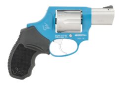 Taurus 2-85629ULC23CH 856 Ultra-Lite Small 38 Special +P 6 Shot 2" Matte Stainless Barrel & Cylinder, Sky Blue Cerakote Aluminum Frame, Black Ribber Grip, Transfer Bar, Safety Concealed Hammer