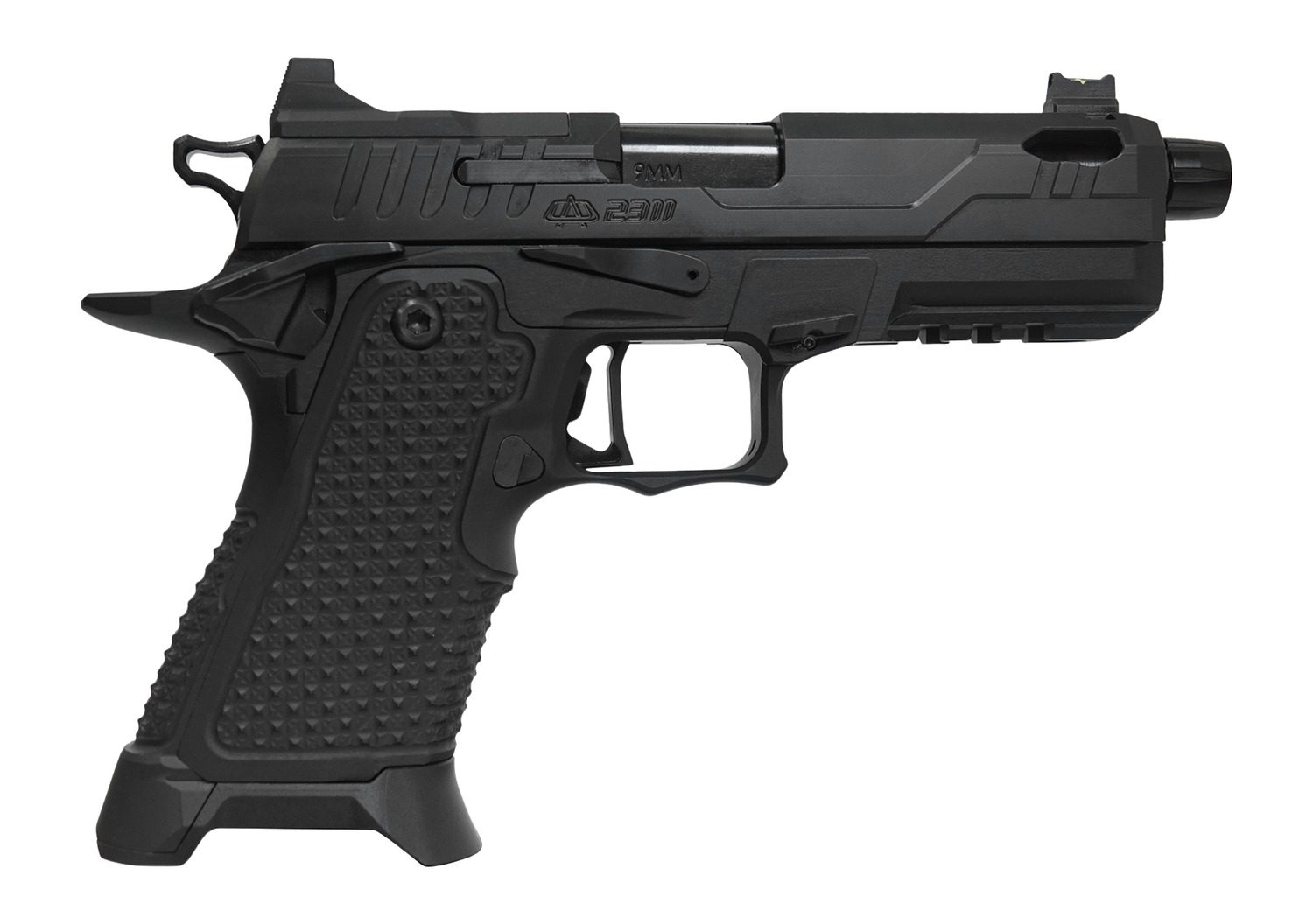 Oa Defense OA2311COMPACTPROELITET 2311 Pro Elite Compact 9mm Luger 17+1 4.25" Black DLC Threaded Barrel, Black Steel Optic Ready/Serrated Slide, Black Aluminum Frame w/Picatinny Rail, Black Aluminum G