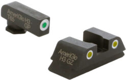 AmeriGlo GL431 Classic Tritium Sight Set for Glock  Green Tritium White Outline Front Sight-Yellow Tritium White Outline Rear Sight