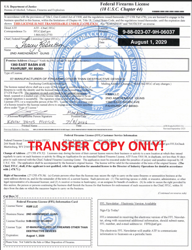 Pahrump FFL Transfer Form