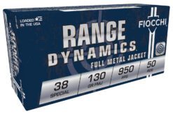 Fiocchi 38A Range Dynamics  38Special 130gr Full Metal Jacket 50 Per Box/20 Case