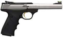 Browning 051442490 Buck Mark Camper *CA Compliant 22 LR 10+1 5.50" Taper Bull Barrel, Matte Stainless Serrated SS Slide & Aluminum Frame, Black Ultragrip RX Grips