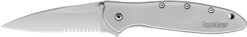 Kershaw 1660ST Leek  3" Folding Drop Point Part Serrated Bead Blasted 14C28N Steel Blade Bead Blasted 410 Stainless Steel Handle Includes Pocket Clip