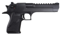 Magnum Research DE50 Desert Eagle Mark XIX 50 AE Caliber with 6" Picatinny Rail Barrel, 7+1 Capacity, Overall Black Finish Carbon Steel, Beavertail Frame, Serrated Slide & Rubber Grip