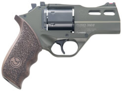 Chiappa Firearms 340285 Rhino 30DS  Small Frame 357 Mag 6 Shot 3" Green Cerakote Steel Vent Rib Barrel, Blued Steel Cylinder, Green Cerakote Aluminum Frame, Walnut Grip, Concealed Hammer
