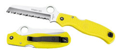 Spyderco C89SYL Atlantic Salt  3.69" Folding Sheepsfoot Serrated H2 Steel Blade, Yellow FRN Handle, Includes Pocket Clip