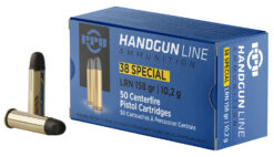 PPU PPH38SL Handgun  38Special 158gr Lead Round Nose 50 Per Box/10 Case