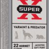 Winchester Ammo X22H1 Super X  22Hornet 45gr Jacketed Soft Point 50 Per Box/10 Case