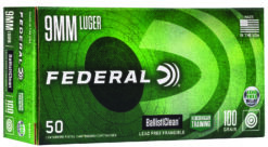Federal BC9NT3 BallistiClean Reduced Hazard Training 9mmLuger 100gr Lead Free Frangible 50 Per Box/20 Case