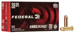 Federal AE38K American Eagle Handgun 38Special 130gr Full Metal Jacket 50 Per Box/20 Case