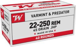 Winchester Ammo USA222502 USA  22-250Rem 45gr Jacketed Hollow Point 40 Per Box/10 Case