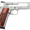 Smith & Wesson 108482 1911 E-Series Serrated Frame 45 ACP 8+1 5" Stainless Steel Barrel, Satin Stainless Serrated Slide & Frame w/Beavertail, Laminate Wood Grip