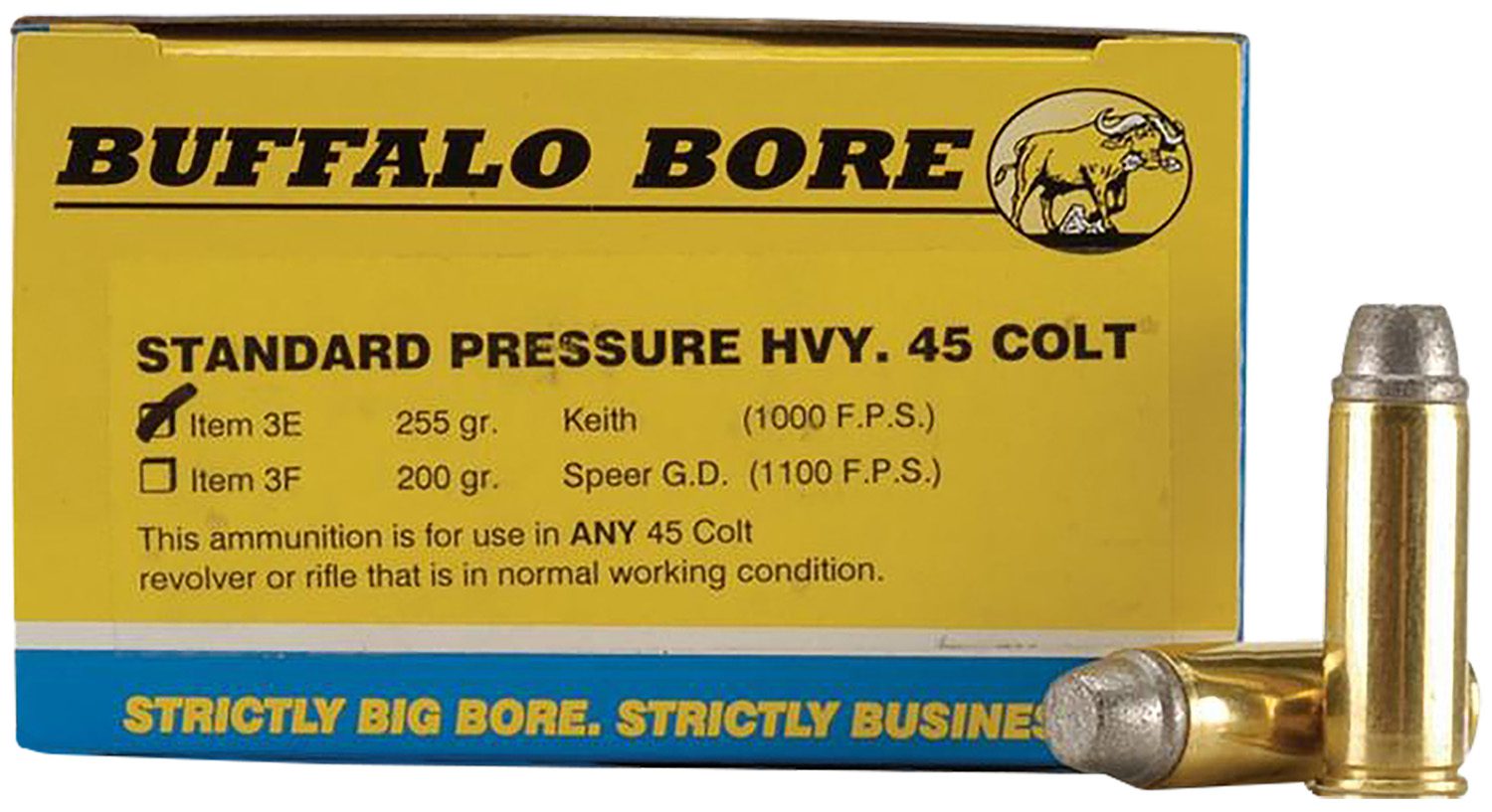 Buffalo Bore Ammunition 3E20 Standard Pressure Strictly Business 45Colt 255gr Gas Checked Soft Cast 20 Per Box/12 Case