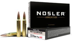 Nosler 60011 Match Grade  223Rem 77gr Custom Competition Hollow Point Boat Tail 20 Per Box/20 Case