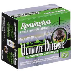 Remington Ammunition 28957 Ultimate Defense Full Size Handgun 40S&W 165gr Brass Jacketed Hollow Point 20 Per Box/25 Case