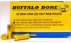 Buffalo Bore Ammunition 3A20 Outdoorsman Strictly Business 45Colt +P 325gr Lead Flat Nose 20 Per Box/12 Case