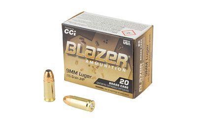 CCI BLAZER BRASS 9MM 115GR JHP 20
