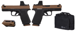 RUGER RXM 9MM PISTOL 4" TACPAC BLACK/TAN, OSIGHT OPTIC, DRAGO BAG, 2-15RD MAGS